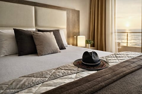 Bed, Natural landscape, Photo of the whole room, Bedroom, Sea view