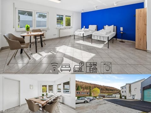 Property building, Patio, Day, Living room, Seating area, Dining area, Parking
