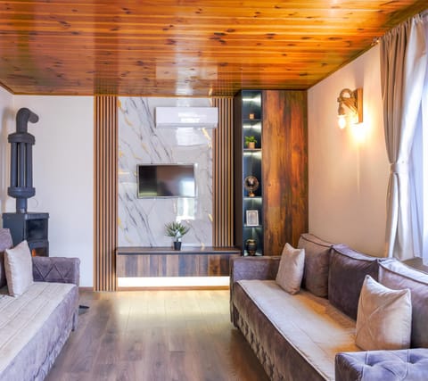 Bed, TV and multimedia, Living room, Seating area, air conditioner