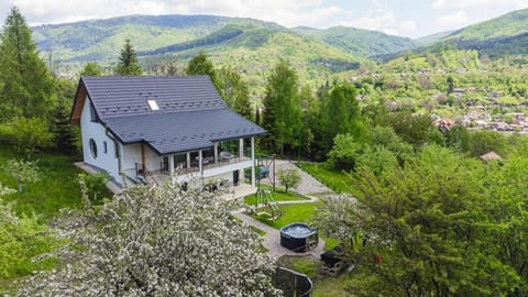 Property building, Spring, Natural landscape, Bird's eye view, Mountain view
