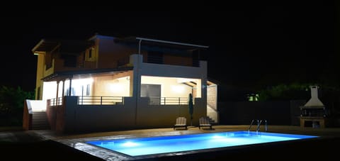 Property building, Night, Swimming pool, Swimming pool