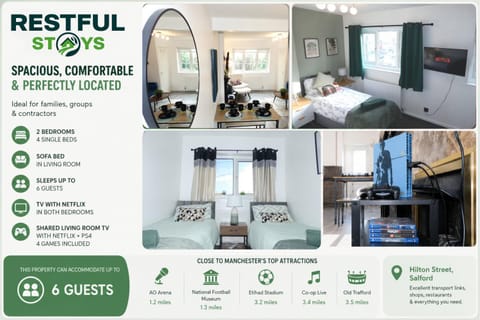 Living room, Bedroom, kitchen