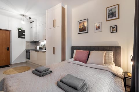 Bed, Kitchen or kitchenette, Photo of the whole room, Bedroom, minibar, towels, wardrobe