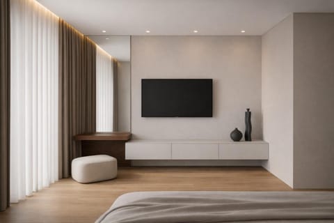 Bed, TV and multimedia, Photo of the whole room, Bedroom