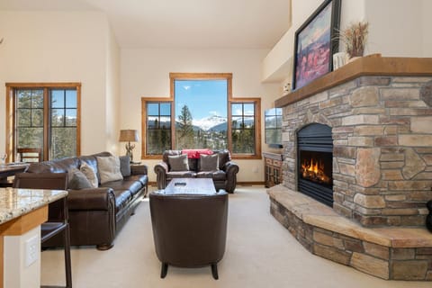 Day, TV and multimedia, View (from property/room), Living room, Seating area, Mountain view, fireplace, furniture
