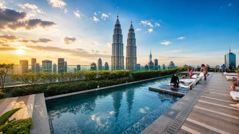 Nearby landmark, Day, Natural landscape, City view, Pool view, Swimming pool, Sunrise, Sunset, sunbed