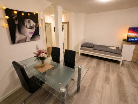 Bed, Living room, Seating area