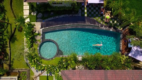 Spring, Day, Natural landscape, Bird's eye view, Garden, Garden view, Pool view, Swimming pool