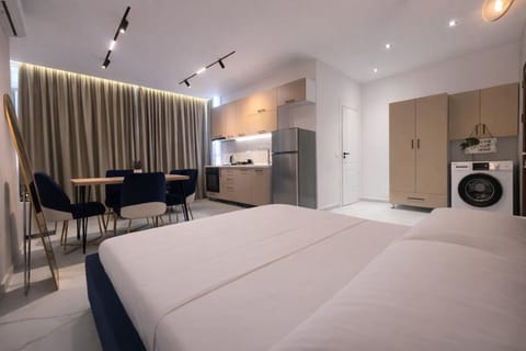 Dining area, Bedroom, washing machine, kitchen