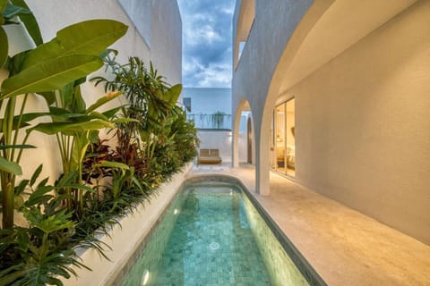 Night, Swimming pool, sunbed
