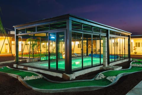 Night, Pool view, Swimming pool