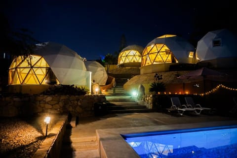 Property building, Night, Swimming pool