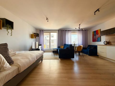 Bed, TV and multimedia, Kitchen or kitchenette, Living room, Seating area