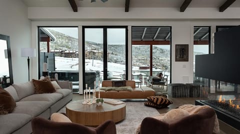 View (from property/room), Living room, Seating area, Mountain view, furniture