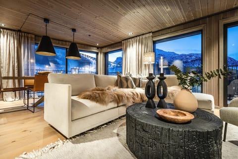 Living room, Seating area, Mountain view