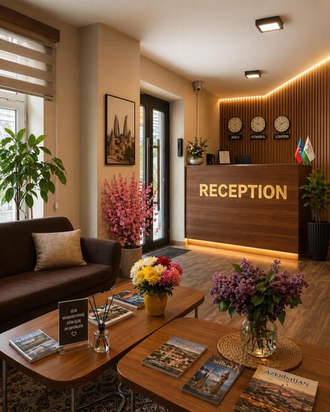 Lobby or reception, Text overlay