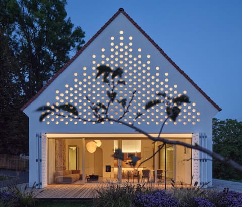 Property building, Night, Garden, Garden view