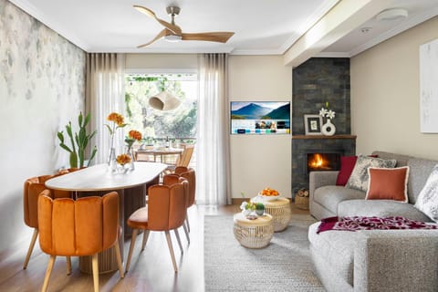 Living room, fireplace