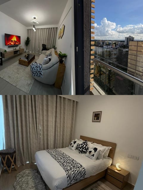View (from property/room), Balcony/Terrace, Living room, Seating area, Bedroom