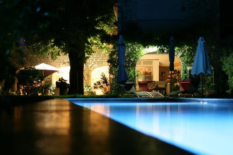 Property building, Night, Swimming pool