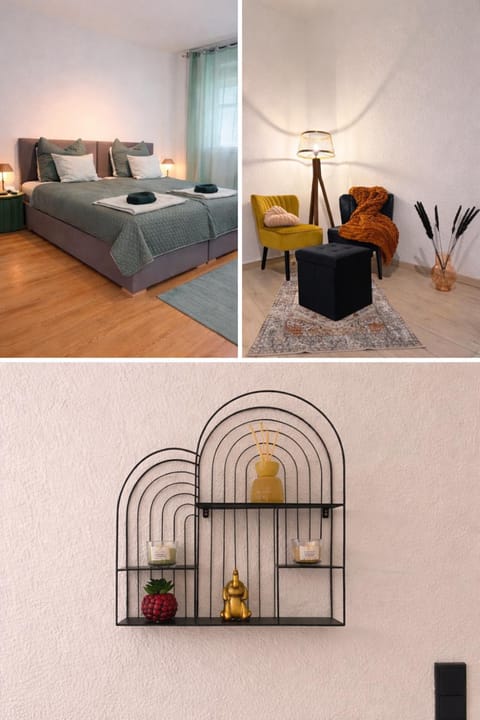 Bed, Seating area, Bedroom