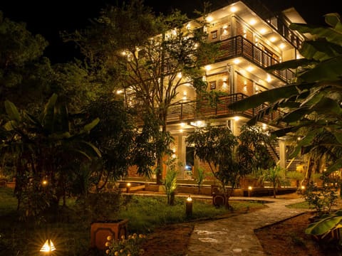 Property building, Night, Natural landscape, Garden, Garden view