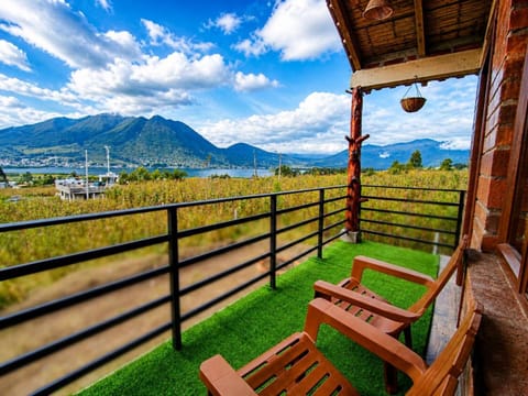 Spring, Day, Natural landscape, View (from property/room), Balcony/Terrace, Lake view, Lake view, Landmark view, Landmark view, Mountain view, Mountain view, fireplace, fireplace