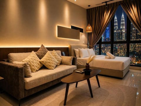Bed, Living room, Photo of the whole room, Seating area, Bedroom