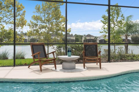 Patio, Seating area, Lake view, Pool view, sunbed