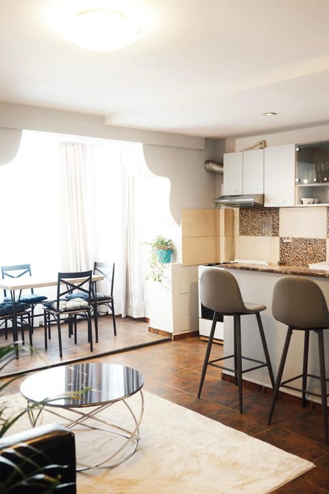 Living room, kitchen