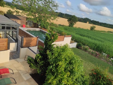 Property building, Living room, Swimming pool