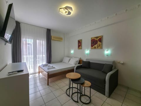 Bed, TV and multimedia, Living room, Photo of the whole room, Seating area, air conditioner