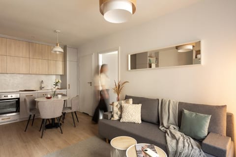 Kitchen or kitchenette, Living room, Seating area, Dining area, dishwasher, stove