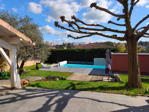 Property building, Living room, Swimming pool