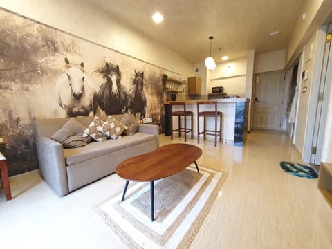 Kitchen or kitchenette, Living room, Seating area