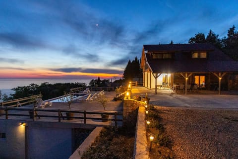 Property building, Swimming pool, Sunset