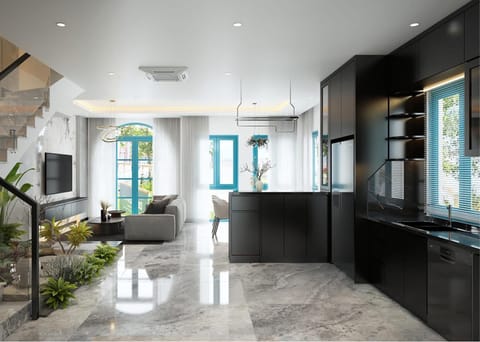 Kitchen or kitchenette, Living room