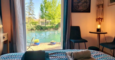 Bed, Photo of the whole room, Bedroom, Garden view, River view