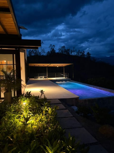 Night, Pool view, Swimming pool, Swimming pool