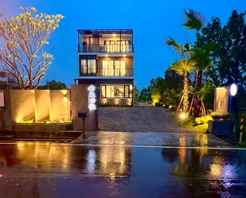 Property building, Night, Garden, Garden view