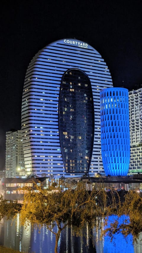 Property building, Night, City view, Lake view