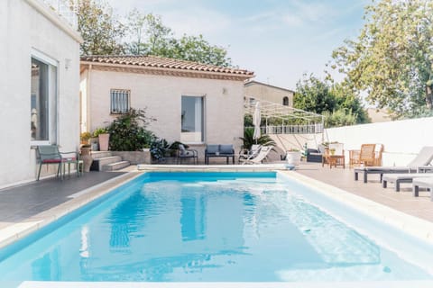 Patio, Pool view, Swimming pool, sunbed