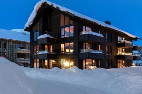 Property building, Night, Winter