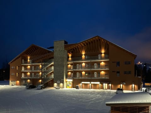 Property building, Night, Winter