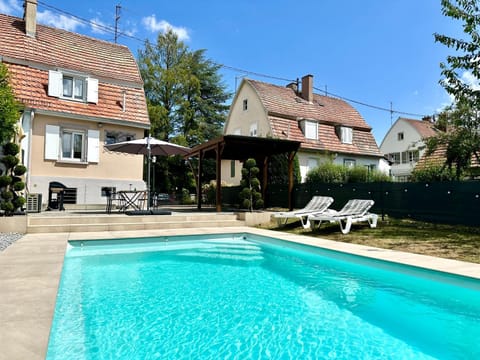 Patio, Garden, Pool view, Swimming pool, sunbed