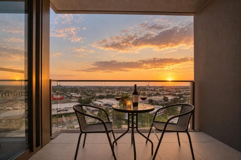 View (from property/room), Balcony/Terrace, Dining area, Sunset