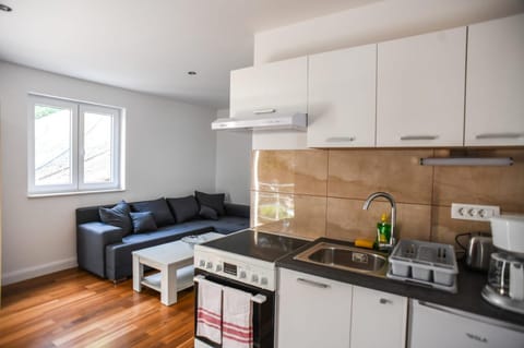 Kitchen or kitchenette, Living room, Seating area