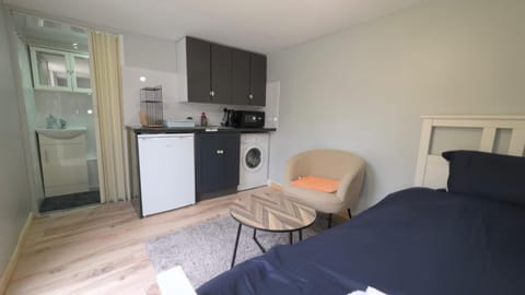 Kitchen or kitchenette, Photo of the whole room, Seating area, Bedroom, stove, washing machine