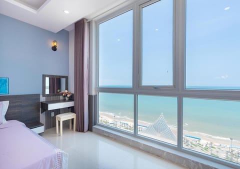 Bed, Natural landscape, Bedroom, Sea view