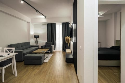 Property building, Bed, Living room, Dining area